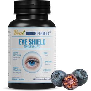 Eye Shield Supplement with Bilberry, Lutein, Zeaxanthin, Astaxanthin, and Beta-Carotene - Supports Dry Eyes, Vision Health, and Night Vision (90 Capsules)