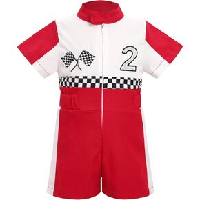 IWEMEK Baby Race Car Driver Outfit Boys 1st 2nd Birthday Outfit Girl Racer Jumpsuit Romper Racing Suit Cake Smash Photoshoot