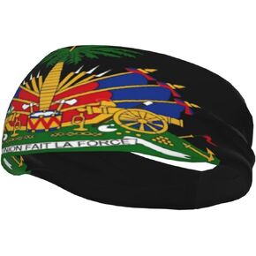 Cute Haiti Flag Sweatband Sports Headband Women Men Hairband for Running,Cycling,Yoga,Headbands for Women and Men in Kuwait