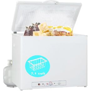 SMETA 12 فولت ثلاجة محمولة البروبان الفريزر RV الفريزر 110/12 فولت الصدر التخييم في الهواء الطلق الفريزر العميق الكهربائية LPG AC / DC 3-way امتصاص الغاز الصدر الفريزر برودة قبالة الشمسية لRV، 2.4 قدم مكعب، أسود مع قفل in Kuwait