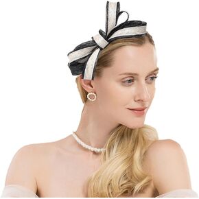 Sinamay Fascinators Hats for Women Ladies Church Headdress Formal Tea Party Wedding Cocktail Derby Hat with Bowknot