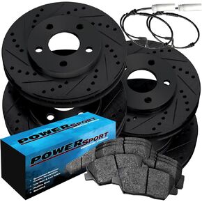 PowerSport Front Rear Brakes and Rotors Kit |Front Rear Brake Pads| Brake Rotors and Pads| Ceramic Brake Pads and Rotors |fits 2002-2006 Mini Cooper