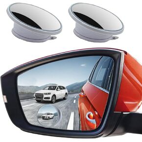 2PCS Car Blind Spot Mirror, 2" Convex Side Mirror, 360° Adjustable HD Glass Wide Angle Rear View Mirror, Universal Car Accessories, Round Suction Cup Car Mirror for Car, SUV, Truck (White)