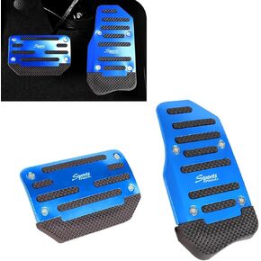 2 PCS Non-Slip Pedal Pads Set, Alloy & Rubber Grip Accelerator Brake Covers, No-Drill Auto Pedal Protectors, Universal for Cars, Trucks, Vans (Silver)