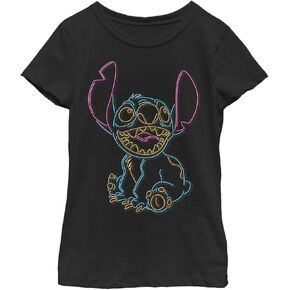 Disney Lilo Neon Stitch Girl's Solid Crew Tee