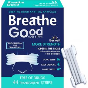 44 Strong Nasal Strips - Clear Extra Strength Nose Stop Solution for Men and Women Sensitive Skin Better Breathe Sleeping Aid Right Left Passage Good Inflow Rite by Beswalt (BWO23NST)