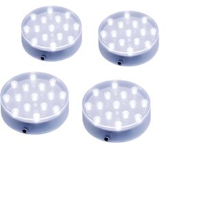 Simplelight 4 Inch Round LED Light Base- Perfect for Glass Art, Ideal Led Display for Vases, Centerpieces (4inch LED Vase Base Light, White), Set of 4