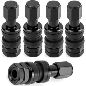 5 Pack VS33 TR33E Tubeless Metal Clamp-in Tire Valve Stems, Black Finish