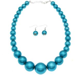 Utop Big Pearl Choker Necklace for Women Faux Pearl Beads Strand Necklace Earrings Set 1920s Pearl Costume Jewelry