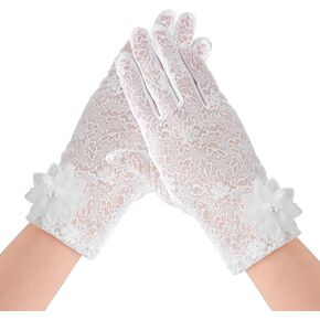 Lace Gloves for Women Tea Party Wedding Bridal Gloves Vintage Elegant Lace Glove for Opera Evening Prom Funeral