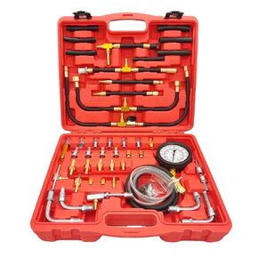 TU-443 Fuel Injection Pressure Tester Kit 0-140 PSI Pro Auto Fuel Pressure Gauge for Fits Most Cars and Trucks