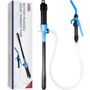 SMART JERRY - Battery Powered Fuel Transfer Pump | Portable Electric Siphon Pump for Gas, Fuel, Diesel, Water, Transmission | 2.8 GPM Battery Hand Pump with Flow Control Nozzle