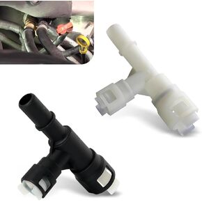Pack-2 Car Tee Heater Inlet Hose Fitting, Original Replacement 15055343 15055342, ABS Three-way Cooling Water Pipe Connectors, Compatible with Select Cadillac Chevrolet GMC (Black & White)