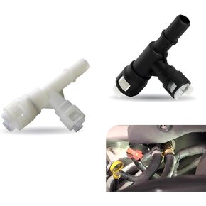 Pack-2 Car Heater Inlet Hose Fitting, Original Replacement #15055343 15055342, ABS T-connector Three-way Cooling Water Pipe Joint, Compatible with Select Cadillac Chevrolet GMC (Black & White)