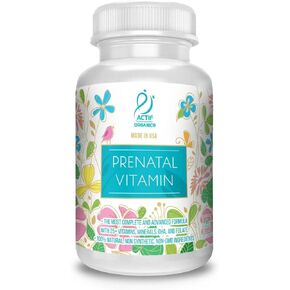 ACTIF Organic Prenatal Vitamin with 30+ Organic Vitamins, 100% Natural, DHA, EPA, Omega 3, and Organic Herbal Blend - Non-GMO, 90 Count