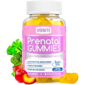 Sugar Free Prenatal Gummies — 30+ Nutrients (Choline, Folate, Iron, Vitamin) for Fetal and Neural Support, Bones, Energy & Immunity — USA-Made Vegan Prenatal Vitamins for Women (60 Gummies)