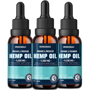 Hemp Oil High Potency - Maximum Strength Natural Hemp Drops for Sleep Anxiety Pain Organic Tincture with Vegan, Non-GMO（3-Pack）