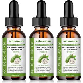 Naturesours 100% Pure Organic Soursop Extract, Soursop Graviola Liquid Drops 1800MG, Organic Pure Soursop Leave and Fruit Extract, Sugar/Gluten Free, 2 FL.OZ (1)