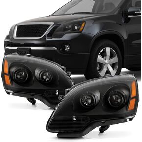 ACANII - For 2007-2012 GMC Acadia OE Halogen Type Chrome Projector Headlights Headlamps Pair Set Driver & Passenger Side