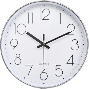 Wall Clock Battery Operated Non-Ticking Modern Analog Wall Clocks for Living Room, Kitchen, School (12Inch, Rose Gold)