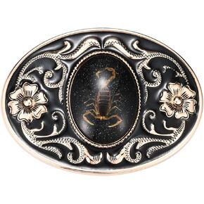 Scorpion Belt Buckle for Men, Western Floral Cowboy Cowgirl Vintage Oval Belt Buckles Gifts
