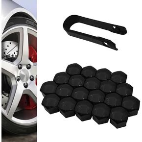 20 PCS Lug Nut Covers, Hexagonal Nut Rust and Dust Protector with Removal Tool, Tightly Fitting Anti-Theft Cap, Universal for Cars Tire Personalized Decorative Accessories (Red # 17 mm)