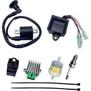 6 Pack Ignition Coil Kit Fits for Polaris Scrambler 50 90 2000-2003, for Predator 50 90 2003-2006,for Sportsman 50 90 2002-2003 with CDI Box Recifiter Fuel Filter Starter Solenoid Relay Spark Plug