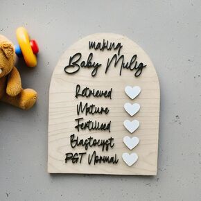 IVF Retrieval Wood Board - Date IVF Journey Board, Personalized Infertility Gift for IVF Warriors, Keepsake for Fertility Journey (Black)