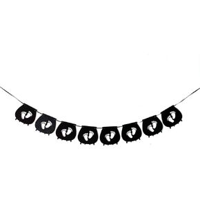 راية استحمام الطفل هالوين | Black Glitter Cauldron Baby Feet Banner | 80 بوصة × 5.1 بوصة × 5.7 بوصة