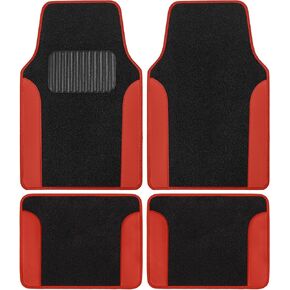 BDK Premium Black Carpet Floor Mats for Cars - Universal Fit Interior 4-Piece Car Mats Full Set with Vinyl Heel Pad Protector - Cute Car Accessories Interior Floor Covers for SUVs & Trucks