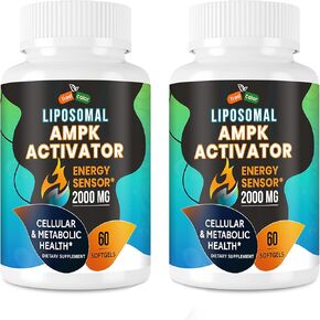 مكملات Ampk Activator 2000mg- تقنية الشحوم الشحمية- البربرين عالية الامتصاص ، dim ، resveratrol ، quercetin ، الحليب الشوك ، القرفة- 60 ناعمة للطاقة والدعم الخلوي