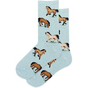 Hot Sox Kid's Horse Crew Socks 1 زوج ، أخضر الزيتون ، كبير/x-large