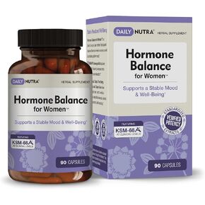 Hormone Balance for Women - Natural Mood Supplement - PMS Relief and Menopause Support | Featuring Clinically Studied KSM-66 Ashwagandha (90 Capsules)