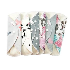 LILIND® 6 PACK PANTYLINERS كل يوم ، وسادات القماش العضوية ، والمناديل الصحية للحيض القابلة لإعادة الاستخدام ، والقطن 100 ٪ ، والزهور العشوائية