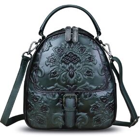 Genuine Leather Backpack for Women Crossbody Shoulder Bag Vintage Rucksack Fashion Knapsack Purse Daypack Bag (Red)