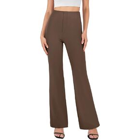 Womens Dress Pants Business Casual Work Pants with Pockets Pull On Flare Office Slacks High Waist Stretchy Trousers