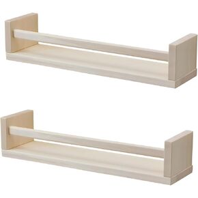 2 Pack Nursery Floating Shelves, Wooden Floating Shelves for Wall, BEKVÄM Spice Rack, Organization Shelf for Bathroom, Bedroom, Kitchen, Farmhouse, Small Book Shelf 16 inch