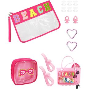 Onism 13PCS Baseball Bogg Bag Accessories Set, Clear Insert Snack Pouch Bags, Croc Bag Organizers with Key Holder, Buttons,Charms and chain,Team Gifts, Makeup Cosmetic Bag for Mom Women Girl(Baseball)