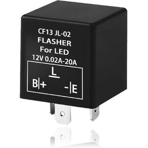 Flasher Relay for LED Turn Signal CF13 LED Flasher Relay 3-Pin 12V LED Electronic Turn Signal Flash Plugin Flasher for Lights Fix Hazard Warn Hyper Blink Flash CF-13 EP34 JL-02(Adjustable)
