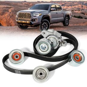 Serpentine Belt Drive Kit, Belt Tensioner Pulley Component Fit for 2016-2023 Toyota Tacoma 3.5L V6#Replace 7pk2120 1662031090 39424 166200P010 Drive Belt Component Kit