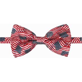 Jacob Alexander Men's 4th of July Patriotic Elegant Many Wavy American Flags USA Pretied Banded Bow Tie Red White Blue