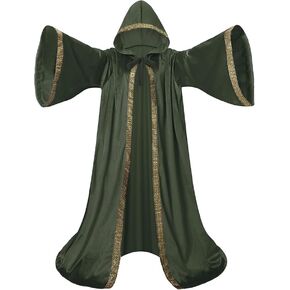 LMYOVE Mens Wizard Robe Costume Renaissance Faire Costume Men Full Length Velvet Cloak with Hood