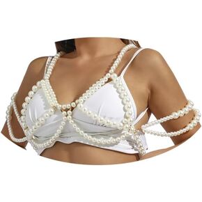 Elegant Pearl Body Chain Bra & Bikini Set - Trendy Tassel Underwear, Festival Waist Jewelry for Women