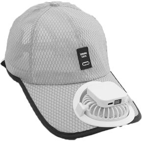 Adults Mesh Baseball Cap Fishing Beach Hats with Solar Fan, Summer UV Protection Sun Hat, Solar Powered/USB Charging Sunhat