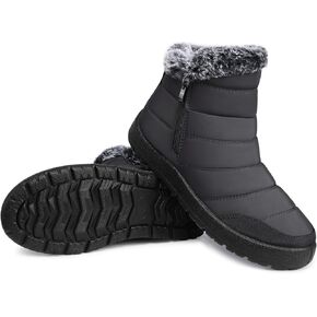 SHIBEVER Winter Boots For Women Snow: Warm Fur Lined Waterproof Ankle Boots - Outdoor Walking Non Slip Booties