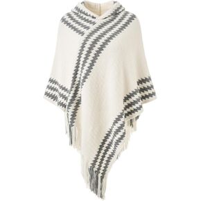 Ferand Women's Cozy Zigzag Poncho Sweater Lightweight Fringe Cape Cloak with Hood