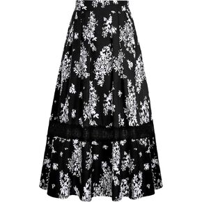 Belle Poque Women's High Waist Floral A-Line Midi Skirt - Flowy Summer Skirts with Pockets, Casual & Trendy
