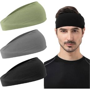 Sports Headbands for Men, 3pcs Hyper-Absorbent Running Sweat Bands, Moisture Wicking Athletic Sweatband for Running Cycling Basketball Yoga, Unisex Workout Sports Hairband for Gym(One Size)