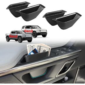 BestEvMod 4PCS Front & Rear Door Side Storage Organizer fit for Rivian R1T/R1S 2025 Gen2 Interior Accessories Inner Door Handle Storage Box Insert Tray ABS Material Anti-Scratch