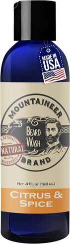 Mountaineer Brand Beard Wash - All-Natural Beard Shampoo, Thick Lather & Deep Clean Beard Wash For Men With Cedar Wood Oil, Fir Needle Oil, Eucalyptus Leaf Oil - WV Citrus & Spice Scent, 4 oz. in Saudi Arabia